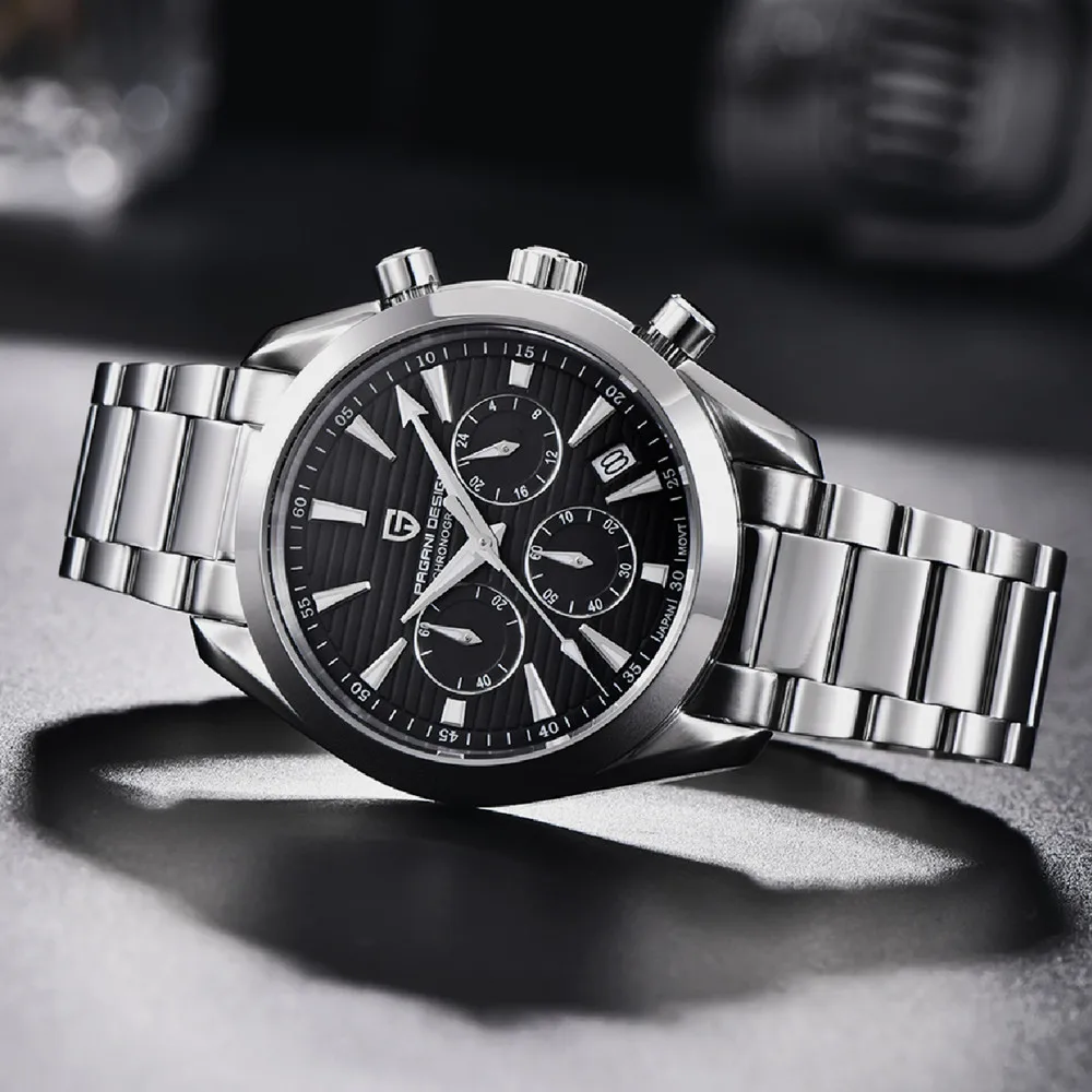 Часы наручные PAGANI Мужские кварцевые полностью стальные водонепроницаемые 100 м -