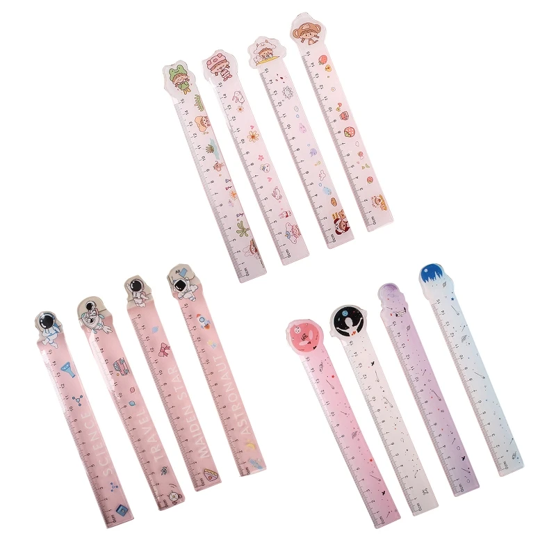 

15cm Cartoon Clear Ruler Straight Ruler Measuring Tool for Xmas Birthday Gift Kawaii Stationery Teacher Prize Gift Party L41E