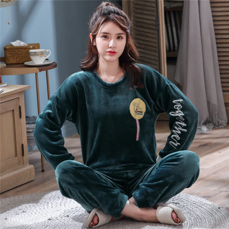 Милые животные фланелевые зимние пары Пижамный комплект для женщин и мужчин