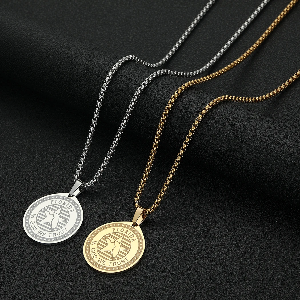 2021 Ноябрьский кулон из нержавеющей стали штат Флорида ожерелья Женская цепочка