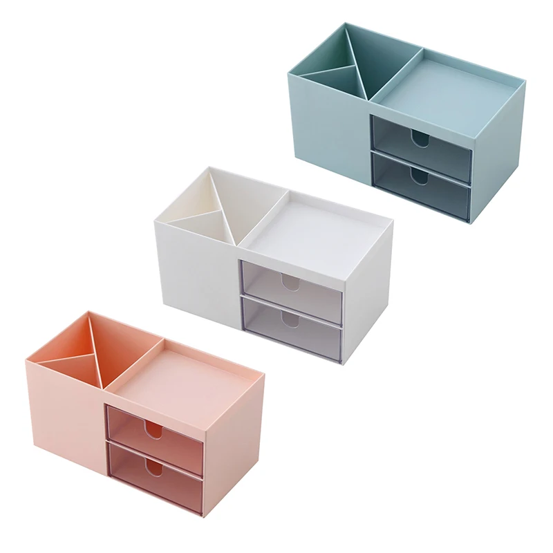 

Double Drawer Desktop Storage Box Makeup Plastic Compartment Finishing Box Jewelry Storage Box Simple Drawer Organizer