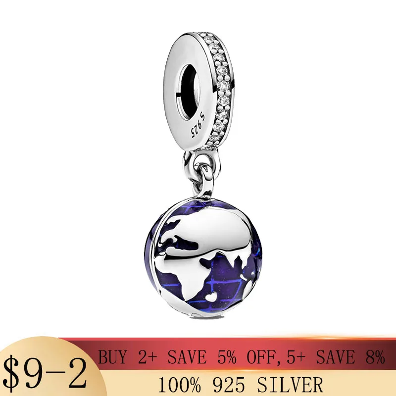 

Hot Sale New 925 Sterling Silver Our Blue Planet Dangle Charm Pendant fit Original Pandora Bracelet Sterling Silver Jewelry Gift