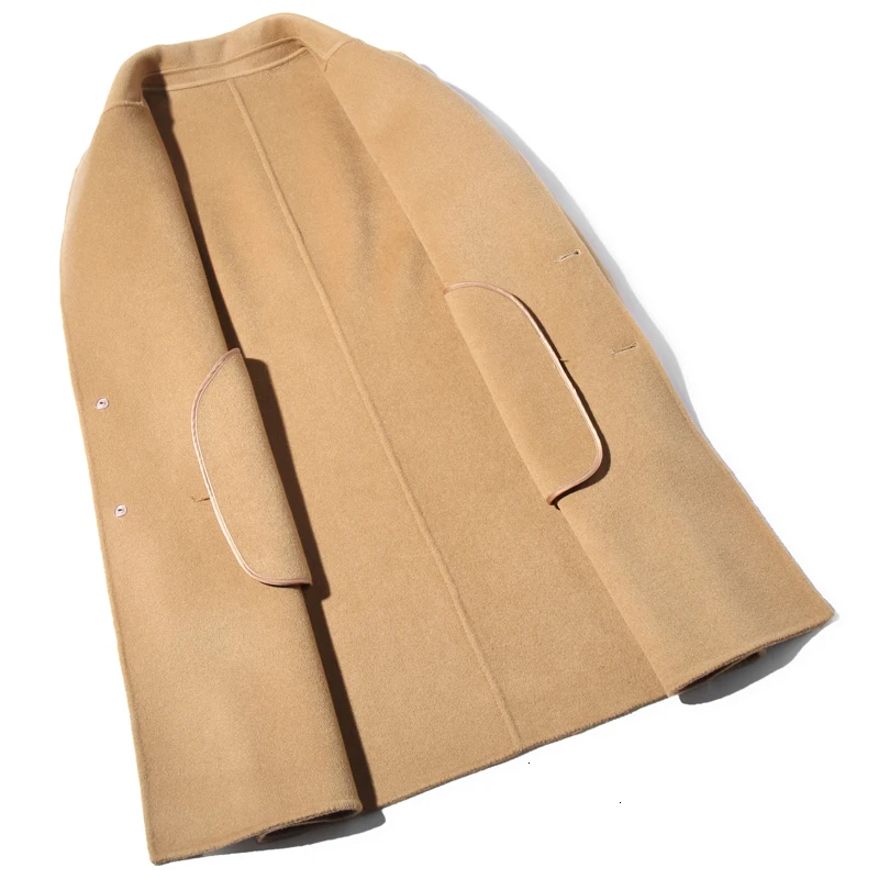 100% Шерстяное пальто ручной работы Двусторонняя Демисезонный длинная мужская