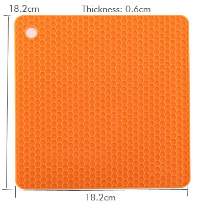 Orange square ERMAKOVA термостойкая силиконовая матовая подставка горячий коврик для горшка держатель посуды ложка для отдыха открывалка для банок толстая и Гибкая подставка кухонный инструмент - Цвет: Orange square