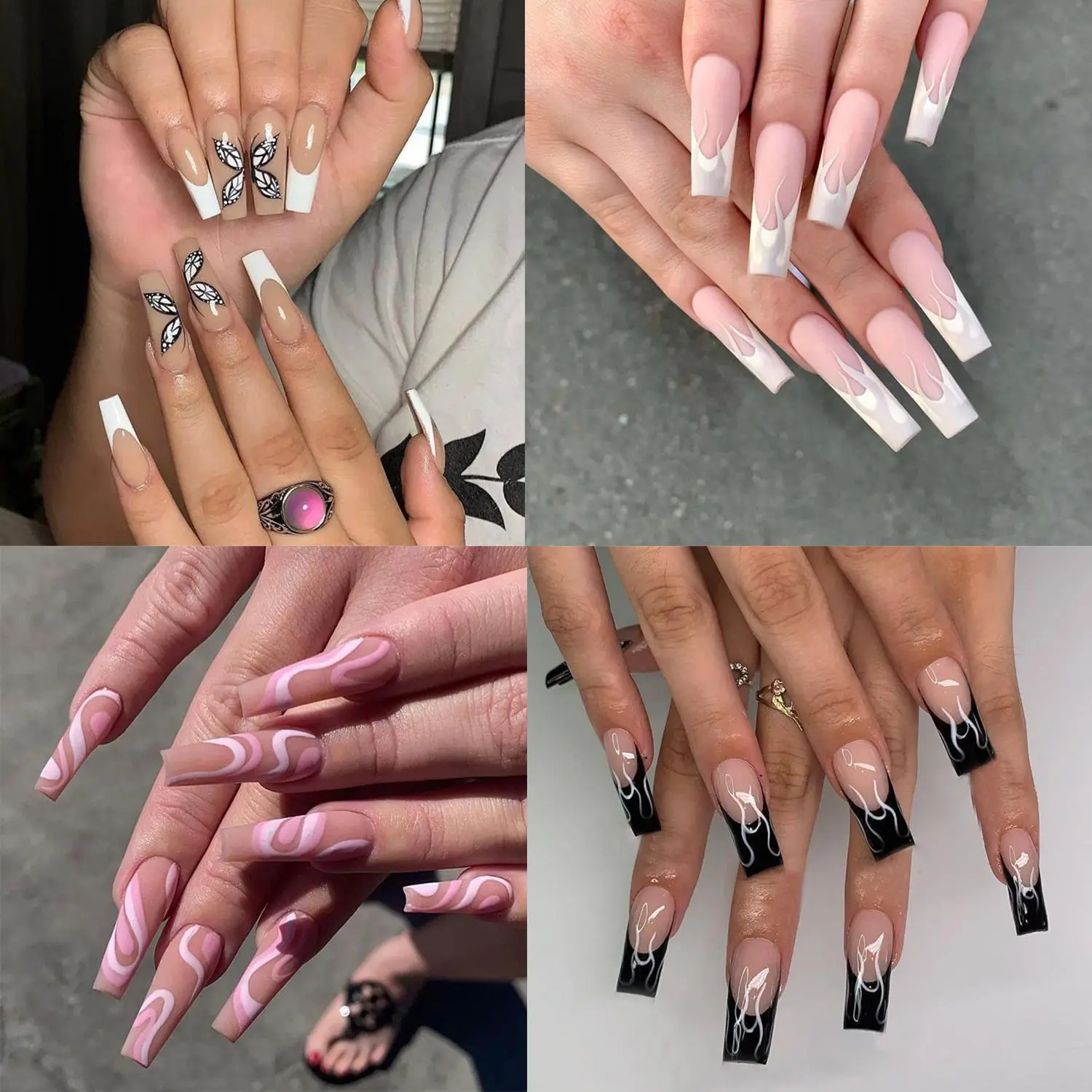 

24pcs/Box Press On Nails Manicure Tool Detachable Full Cover Nail Tips Fake Nails Coffin False Nails Wearable