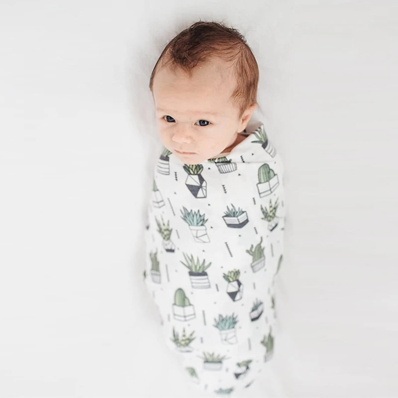 

2 Pcs Baby Receiving Blanket+Beanie Cap Set Infants Sleeping Swaddle Wrap Hat P31B