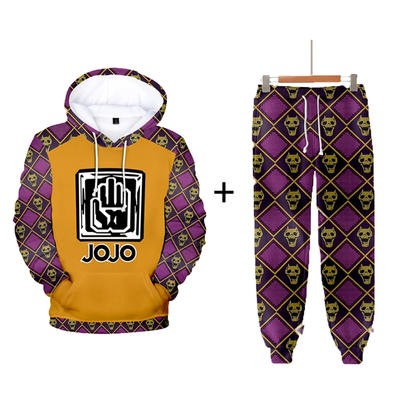 В стиле хип-хоп комплекты Джоджо приключенческая толстовка + брюки комплект для