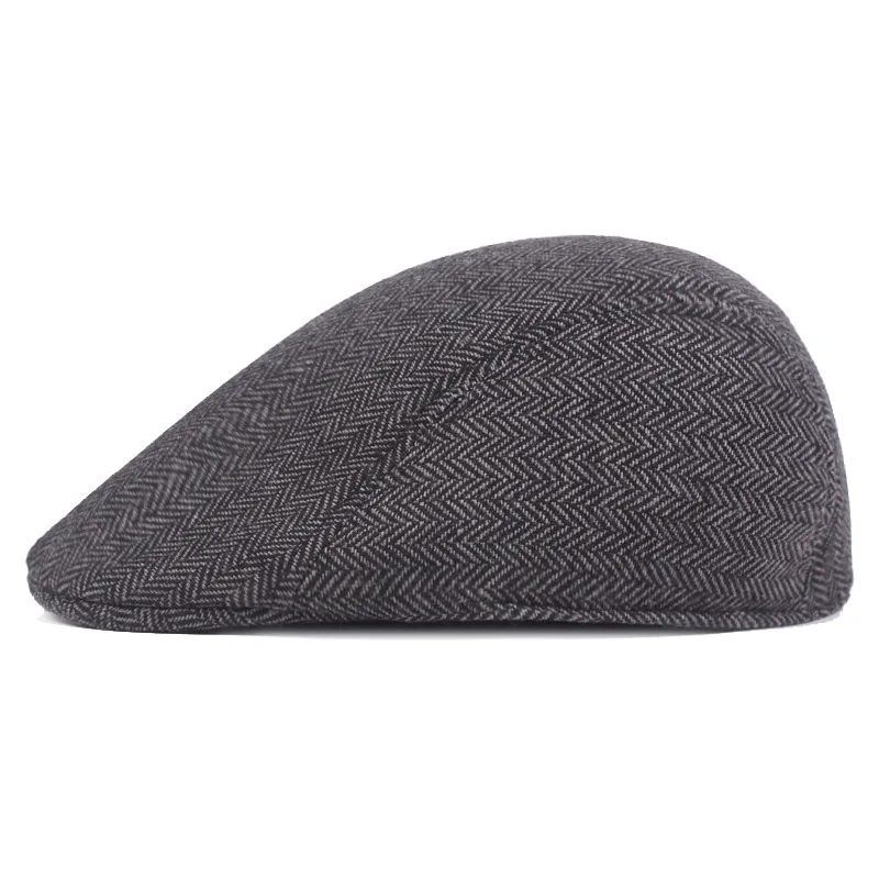 2021 New Mag Style Beret Men's Cotton Herringbone Caps Middle-aged and Elderly Hats Autumn Winter Forward | Аксессуары для