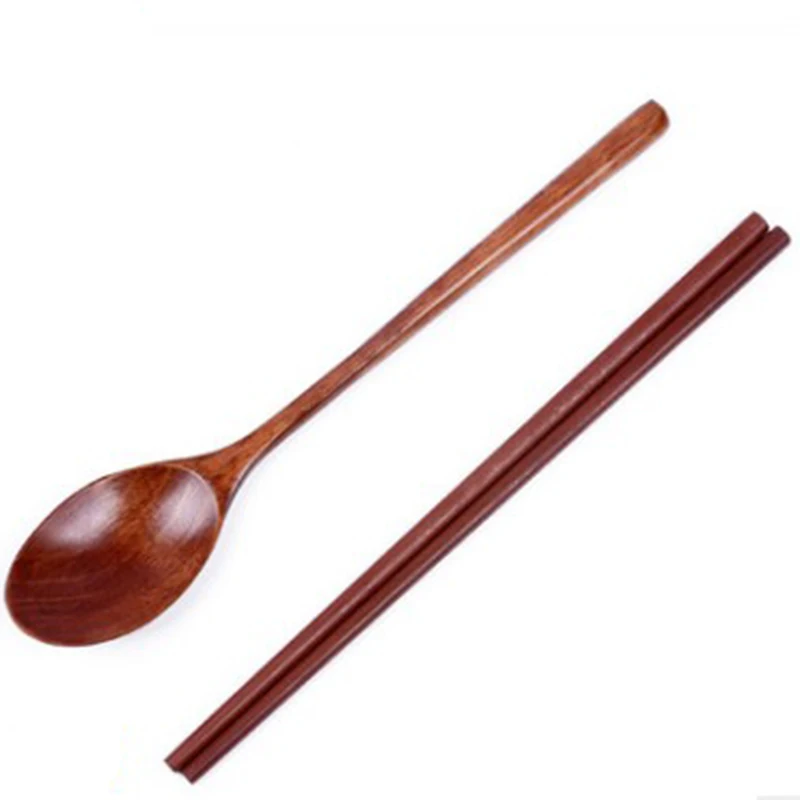 

1Set Refined Old Paint Wooden Chopsticks Spoon Suit Gift For Home Restaurant Japanese Style Eco-Friendly Tableware Set 23.5*4cm