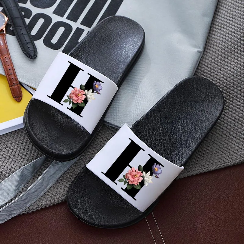 Letters Printed Women Slippers Cartoon Summer Sandals Non-Slip Flat Beach Shoes Girls Bathroom Flip Flop Indoor Slipper | Обувь