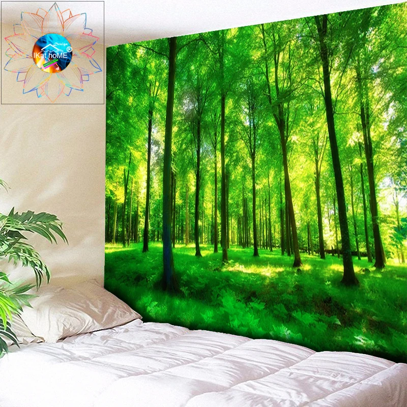 Солнечный лес гобелен для гостиной с мандалой настенный в стиле хиппи