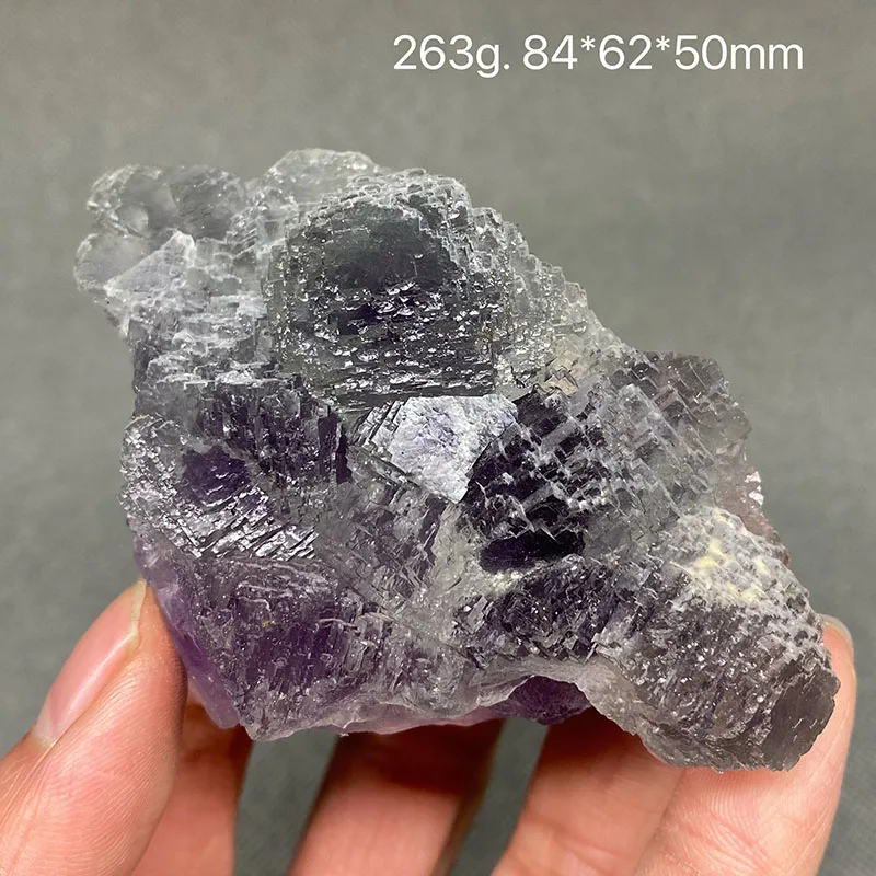 100% натуральный зеленый фиолетовый сердце ступенчатый кристалл флюорита образец