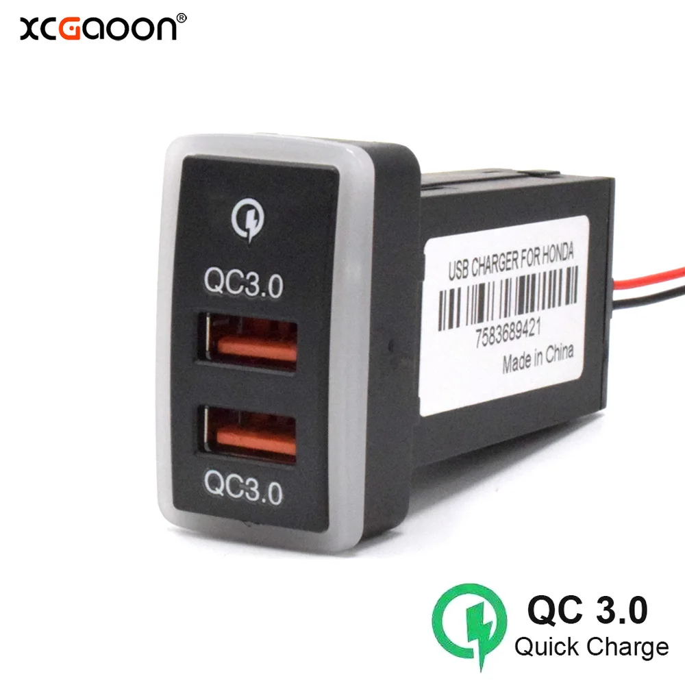 

XCGaoon QC3.0 Быстрая зарядка с двойным Переходник USB для зарядки в машине Plug & Play кабель с синим светом для HONDA