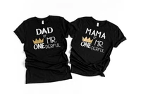 mom dad of mr onederful 1st birthday mom and dad shirts funny graphic cotton women tshirt short sleeve o neck female clothing