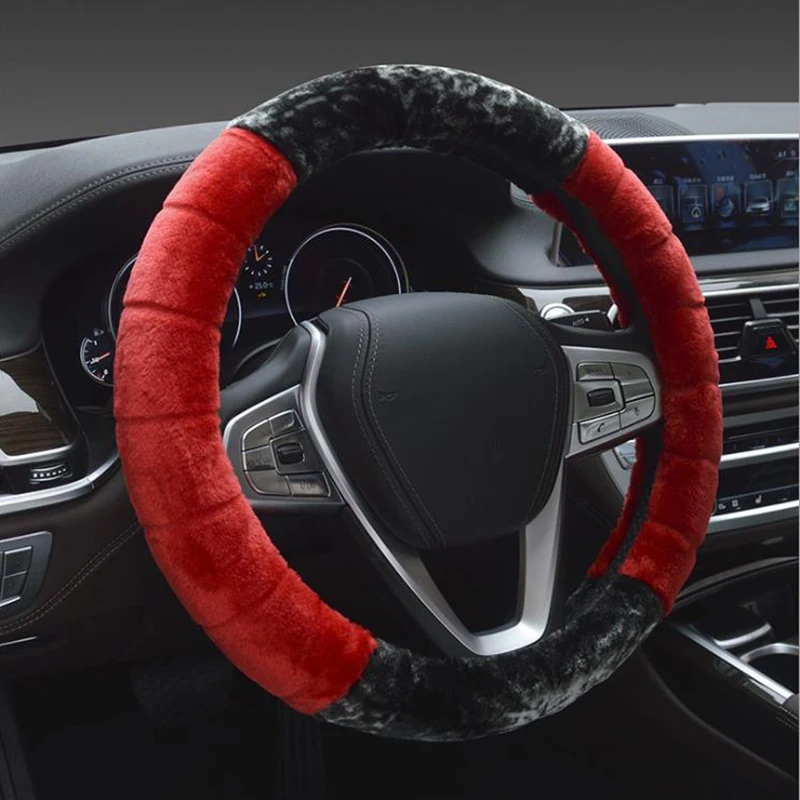 

1 Pcs Super Soft Plush Car Steering Wheel Cover Fluffy Steering Wheel Cover Fur Furry Car Steering Covers Universal 37-38cm