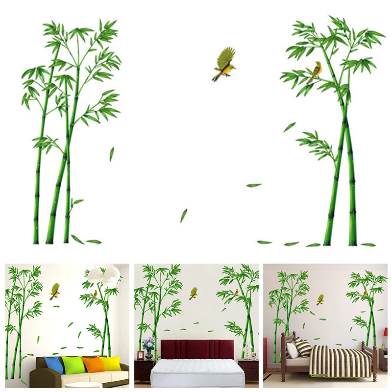 

Creative DIY Tree Background Wall Stickers Removable Green Bamboo Forest Window Sticker Home Decor Decals For Living Room