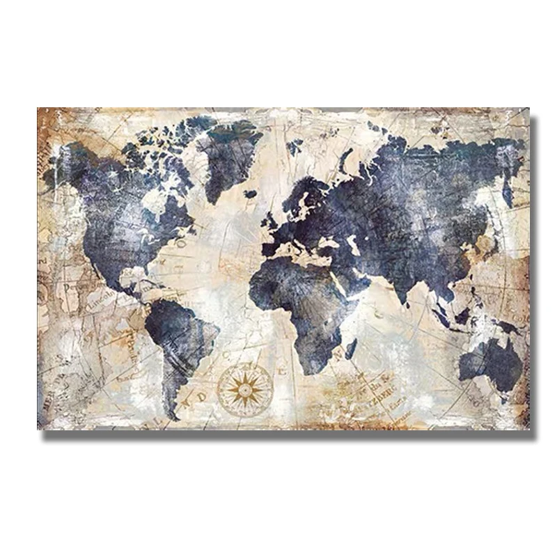 

Vintage World Map Canvas Painting Posters Prints Quadros Wall Art Modern Nordic Map Picture For Living Room Home Decor Cuadros