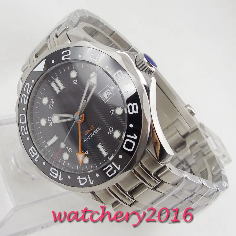 41 мм стерильный черный циферблат керамический ободок сапфировое стекло Дата