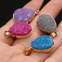 natural stone druzy pendants water drop reiki heal gold plate druzy pendant for jewelry making girls necklace earring crafts