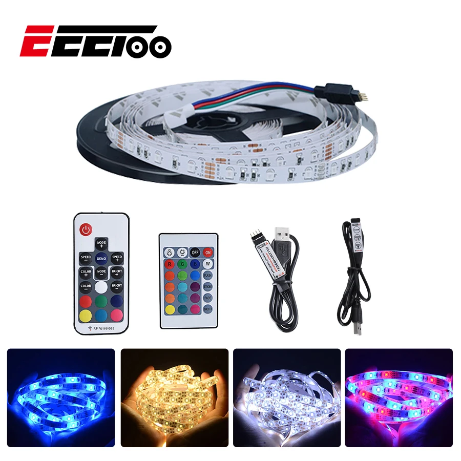 EeeToo USB светодиодный ночной Светильник RGB ная полоса лента Диодная 5 в Гибкая