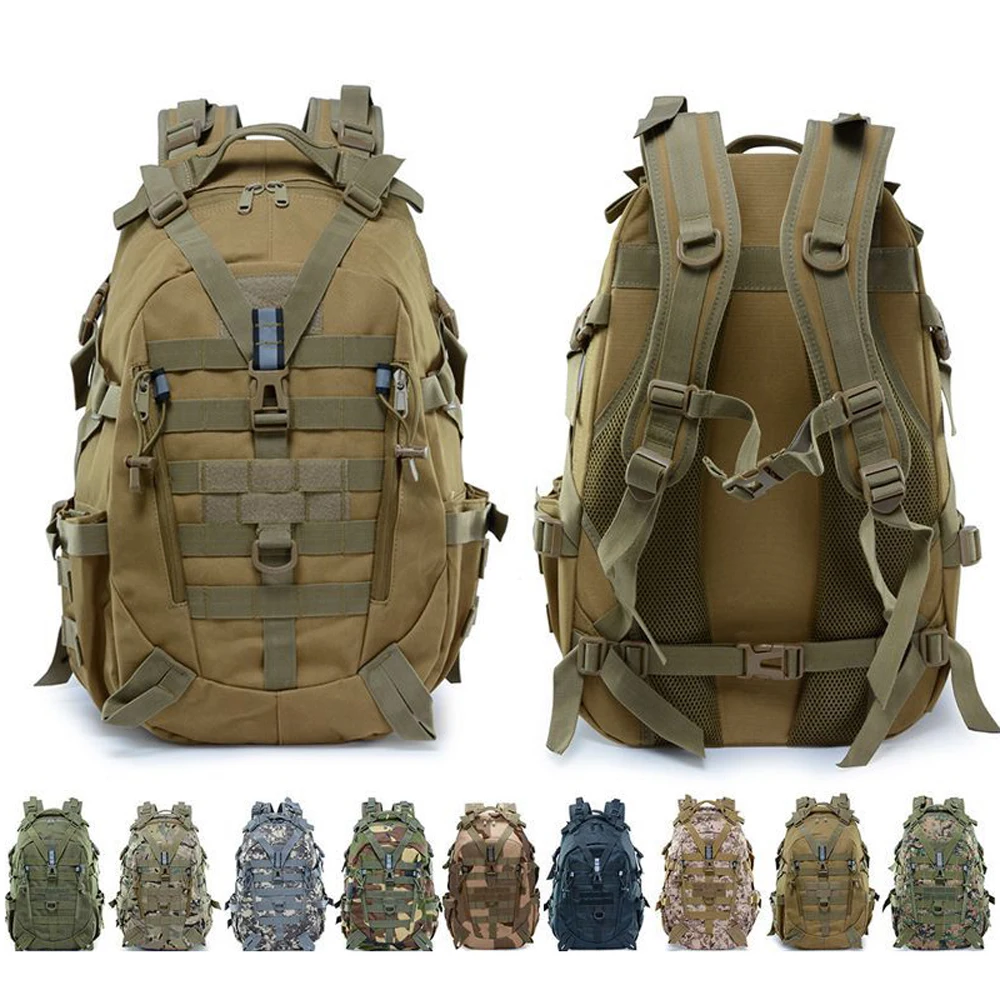 

40L Camping Backpack Military Men Travel Bags Tactical Army Molle Climbing Rucksack Hiking Outdoor Reflective Bag