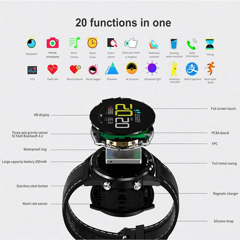 Мужские Смарт-часы DT28 водонепроницаемые часы фитнес-трекер оплата ЭКГ