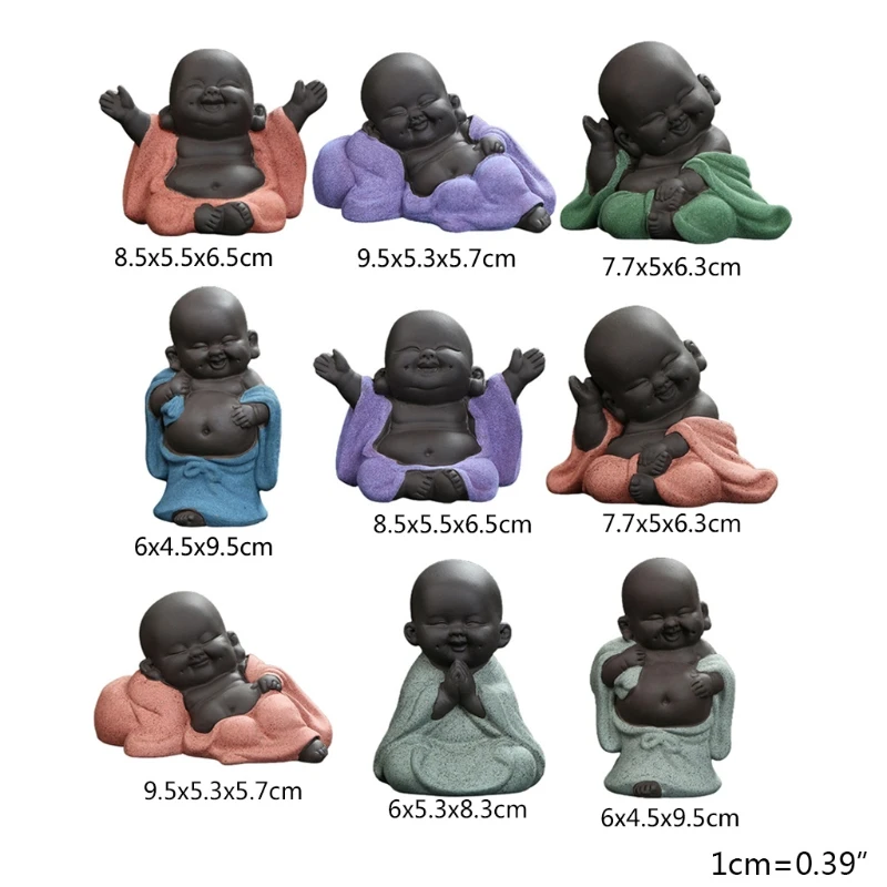 Statue Cute Baby Decor Little Monk Figurine Smiling Lovely Ceramic Buddha Chinese Tea Set | Дом и сад