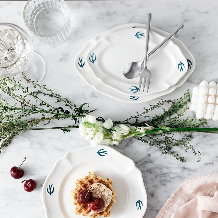 Японский и корейский набор посуды Ins с тиснением Ласточка для кухни домашняя