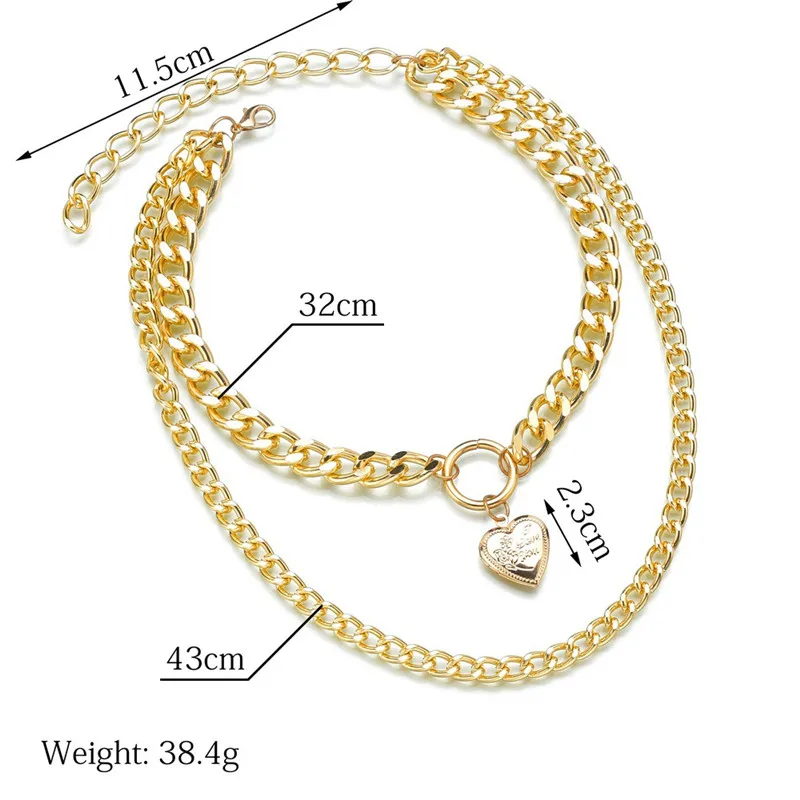 Колье чокер LETAPI в форме сердца женское металлическое ожерелье стиле панк большая