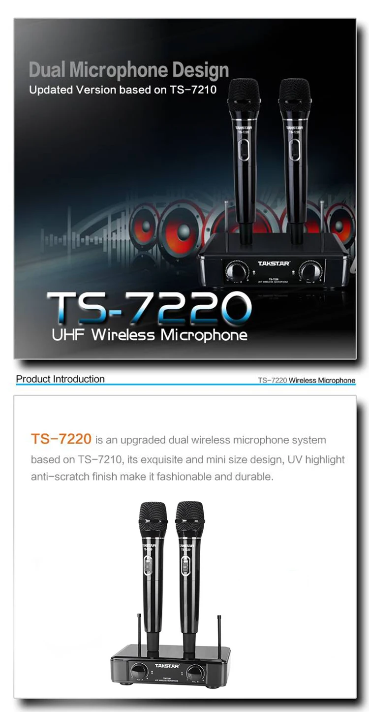 TAKSTAR UHF беспроводной двойной ручной микрофон система с 2 передатчиком 1 приемник для Домашнего Караоке сцены(TS-7220