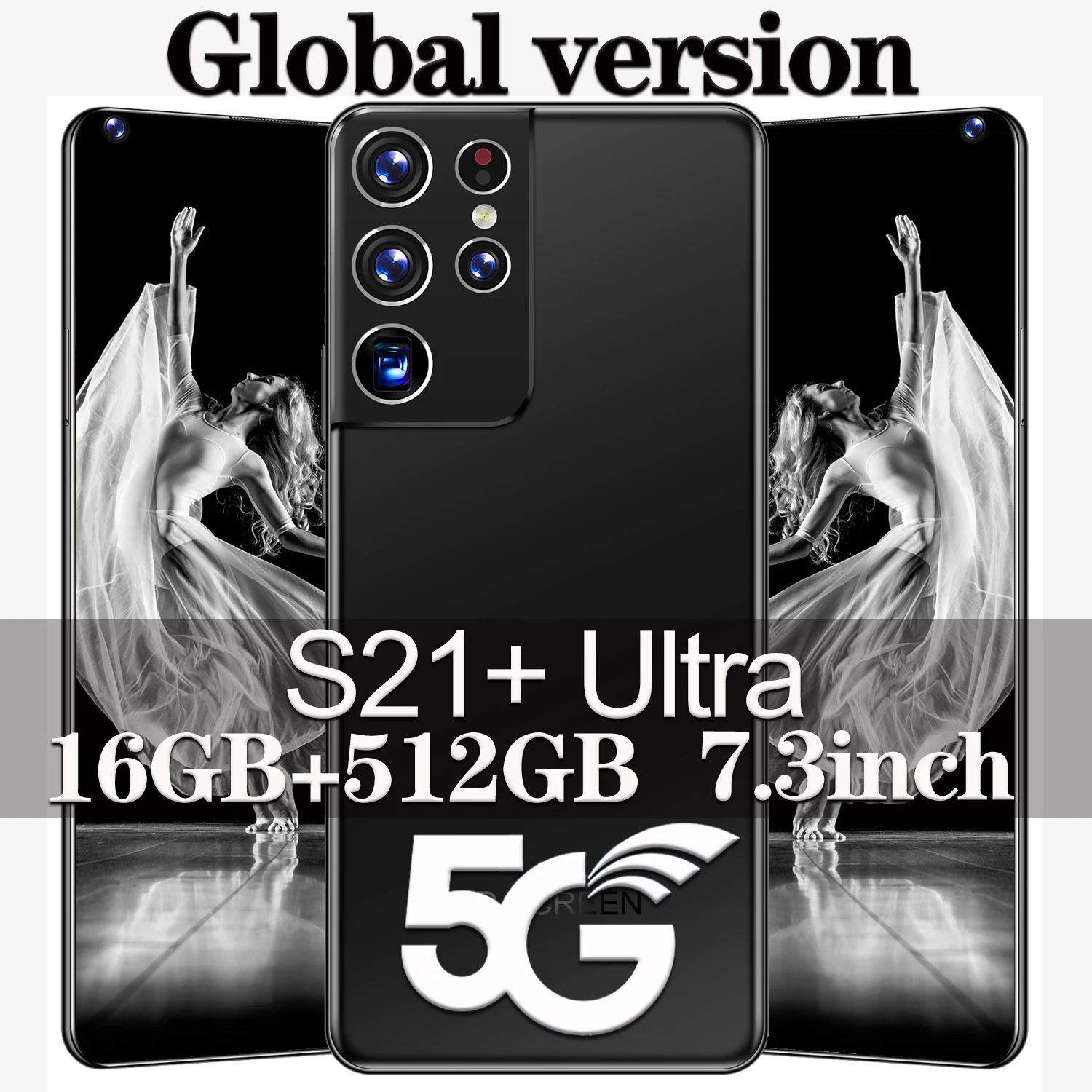 

Global Version 7.3 Inch S21+Ultra 12GB RAM 512GB ROM 24+48MP Andriod 10 Smartphones 10Core MTK6889 Dual SIM 4G LTE 5G Cell Phone