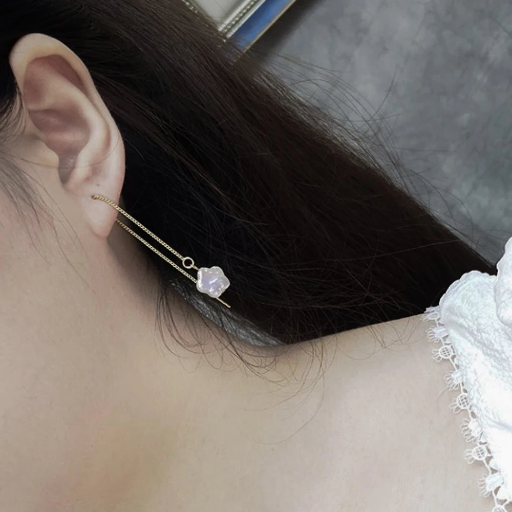 

Freshwater Pearl Baroque Flower Shaped Cute Dangle Earrings for Women and Girl Jewelry Gift