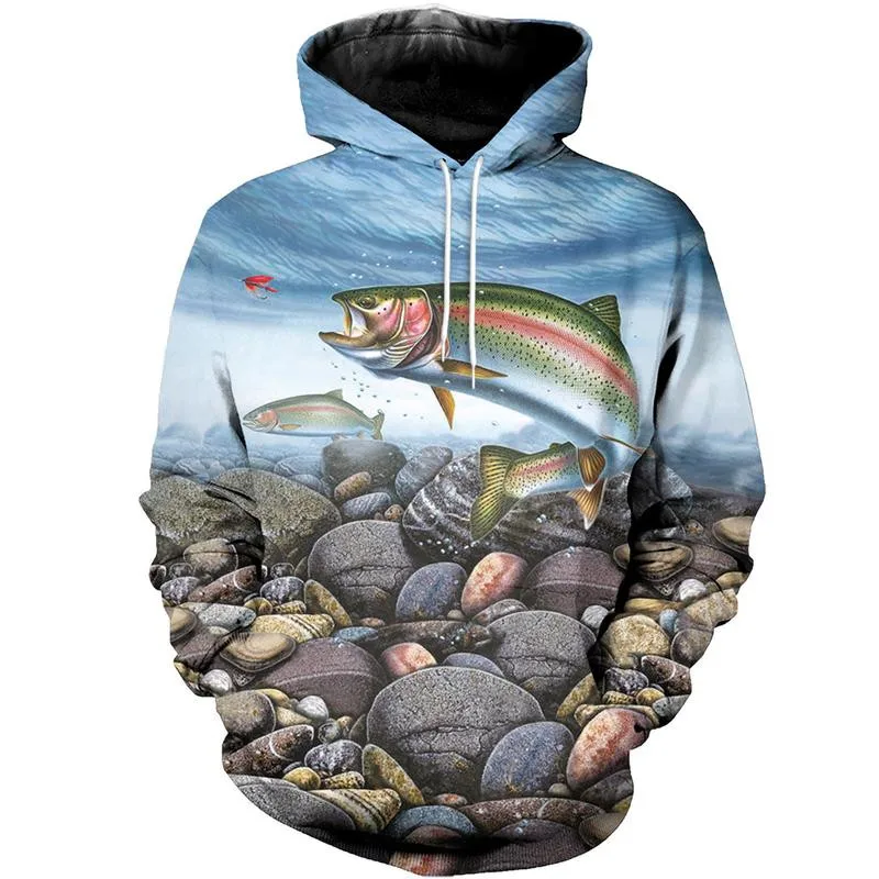 

New product top men's clothing 3D full printing rainbow trout comfortable street zipper hoodie/pullover unisex sweatshirt/hoodie