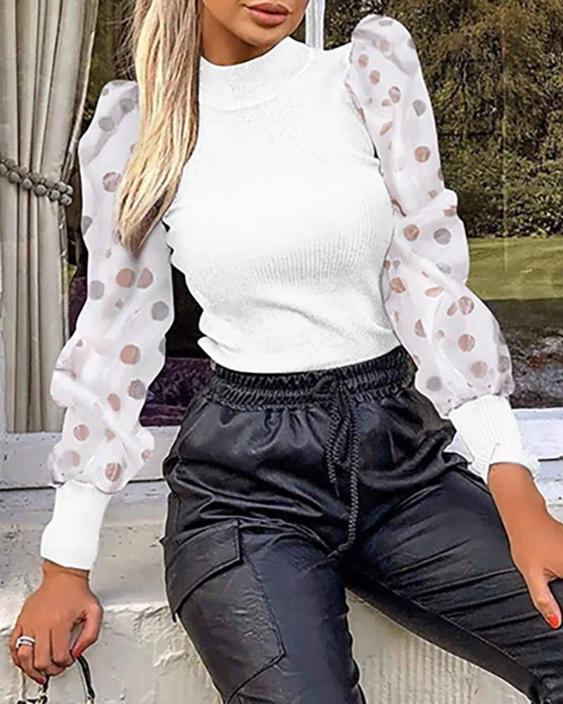 Новые женские модные сетчатые Топы с длинным рукавом боди свитер блузка