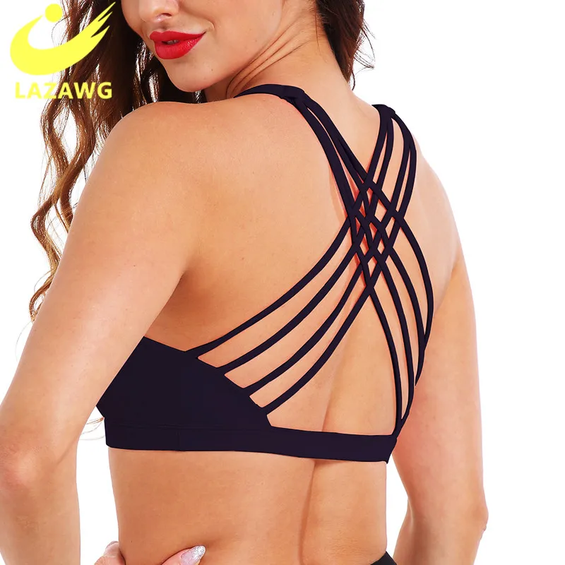 

LAZAWG Sports Bra Crop Top Women Sportswear Yoga Bras Fitness Gym Female Underwear Seamless Padded Running Push Up Lingerie Vest