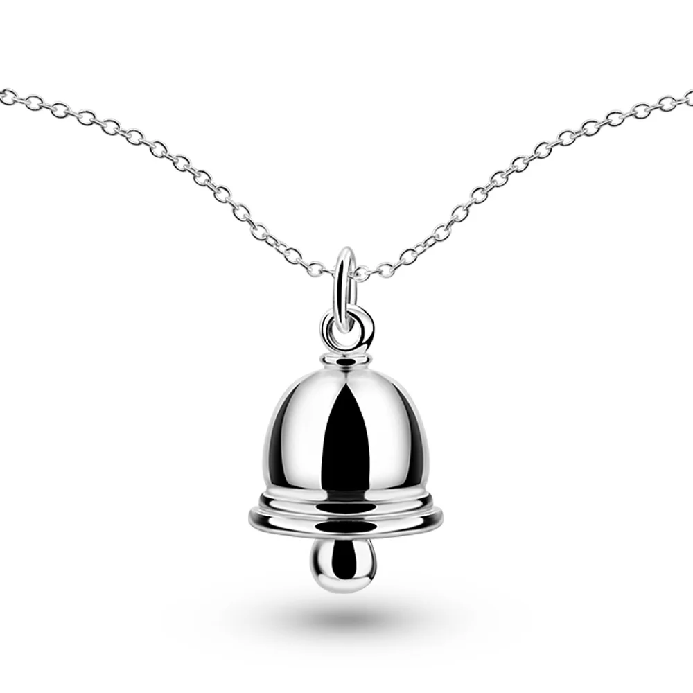 Подарок на Новый год 925 серебро колокол ожерелья с милой Кулоны из нержавеющей