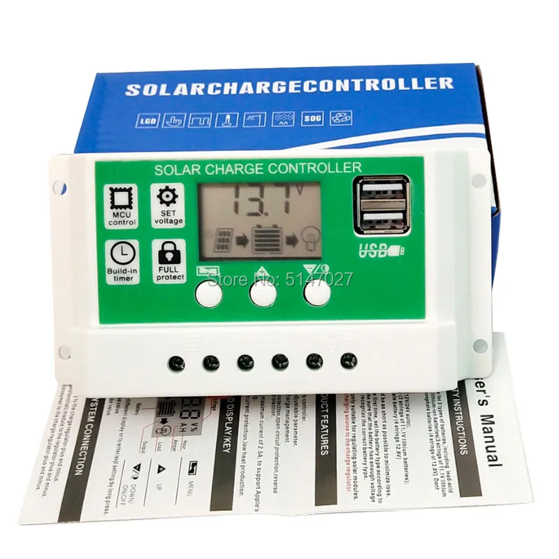 PWM 30A Контроллер заряда 20A зарядное устройство 12v24v для свинцово-кислотных литий-ионных литиевых батарей солнечный регулятор PV