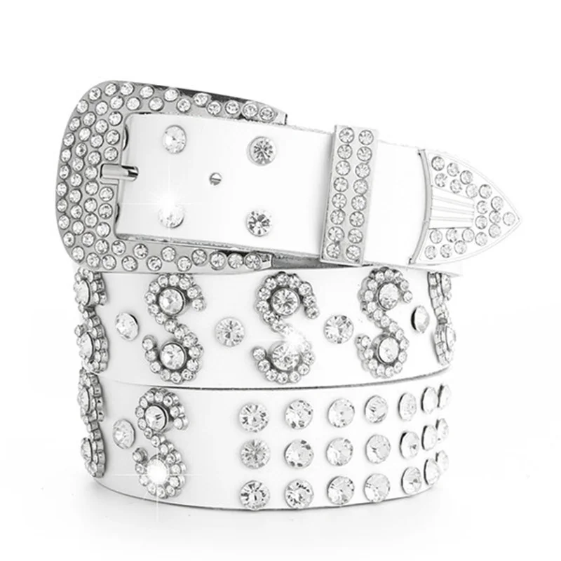 

Female Belt Shiny Cool Jeans Pin Buckle Waistband Rhinestone Denim Fashion Wild Decoration Ladies Wide Girdle cintos de mujer