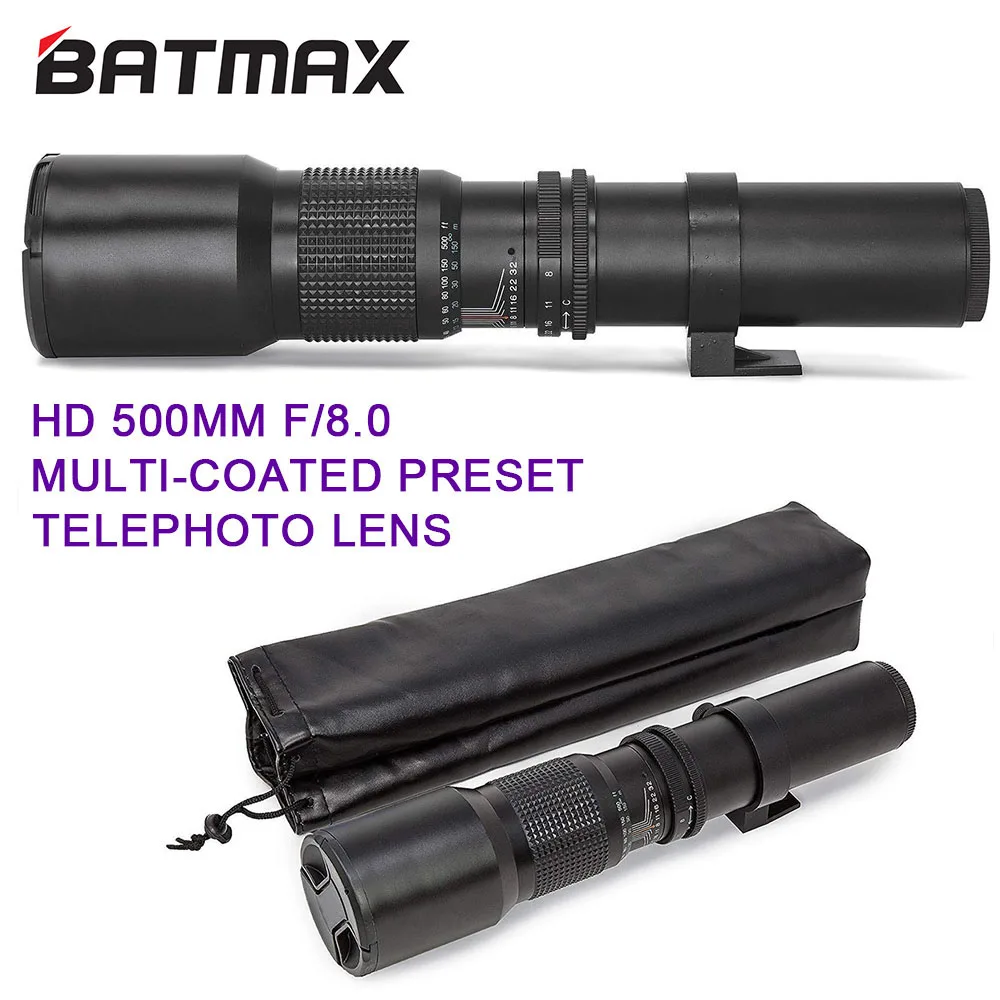 Batmax 500 мм/1000 мм телеобъектив F8.0 ручной зум для Фотоаппарата Canon T6s T6i T5i T4i 7D 6D 5D Mark III