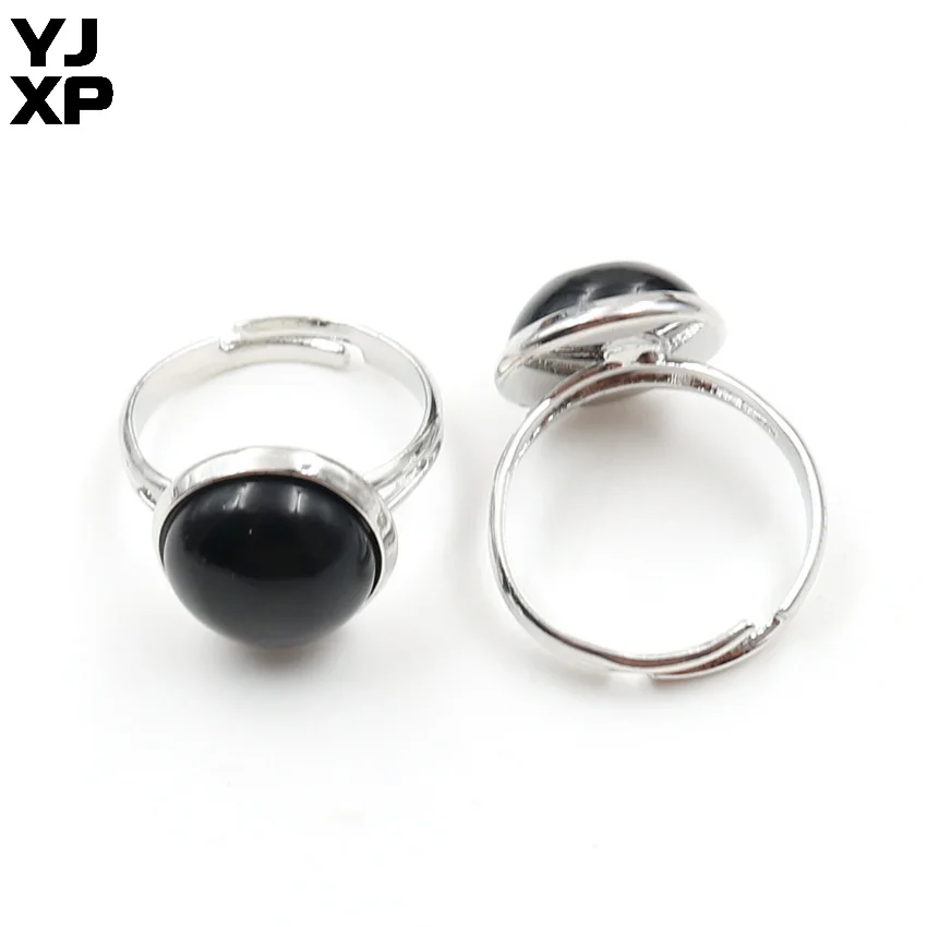 Кольцо с Кольца для мужчин и женщин бусинами черного агата в форме хлеба