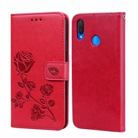 rose flower leather case for huawei y9 2019 flip cover coque funda pu leather wallet cover for huawei y 9 2019 capas