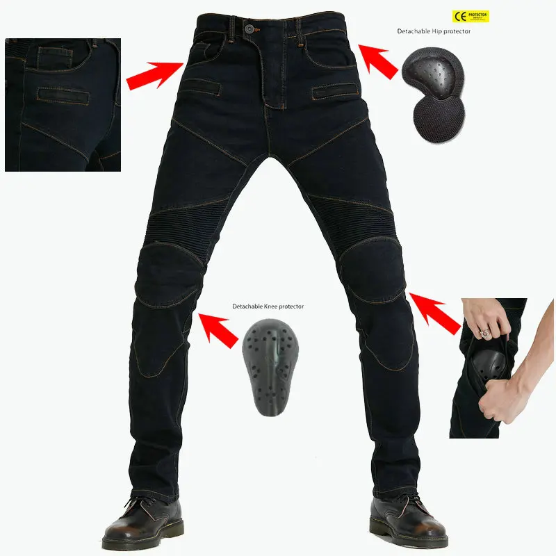 

Motorcycle Sports Slim Elasticity Locomotive Drop-resistant Pants With Protective Gear Riding Jeans
