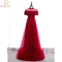walk beside you long prom dresses 2020 romantic with feather a line ruffles high neck lace cape evening party gowns robe soiree