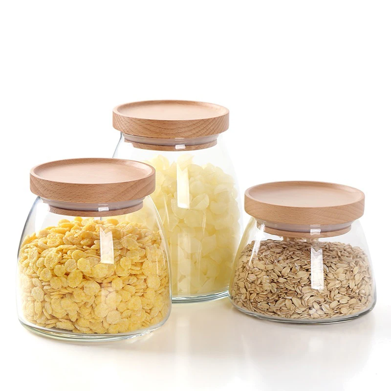 Большой/маленький стеклянный контейнер для хранения пищи/банка с герметичной