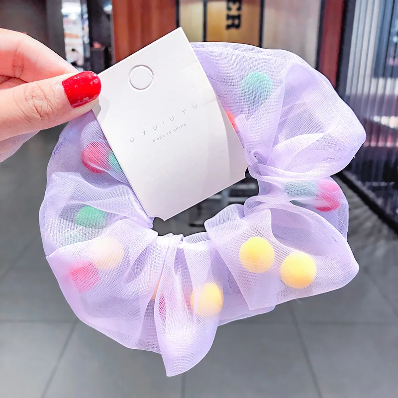 

New Mesh Net Yarn Hair Srunchie Elastic Hairball Hair Accessories Hair Ties Rope Scrunchies Hair Ring Headwear Hair Accessory