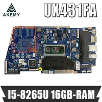 ux431fafn laptop motherboard for asus zenbook 14 ux431fa ux431fn ux431f original mainboard 16gb ram i5 8265u gm