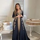 Высокое качество кружевное платье с аппликацией и длинными рукавами марокканский кафтан вечернее платье Вечерние бисером, кристаллами Дубай ювелирные изделия из торжественное платье для выпускного вечера