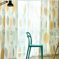 simple modern curtain nordic plant printing fresh imitation linen personality all match curtains for living room bedroom
