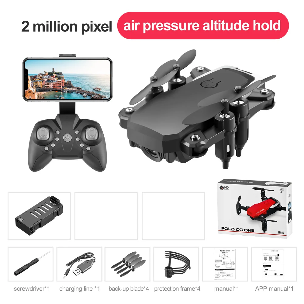 2MP Дрон LF606 FPV RC Дрон с камерой 720P 480P RC Квадрокоптер складной Дрон удерживающий высоту Мини вертолет для детей игрушки - Цвет: 2MP