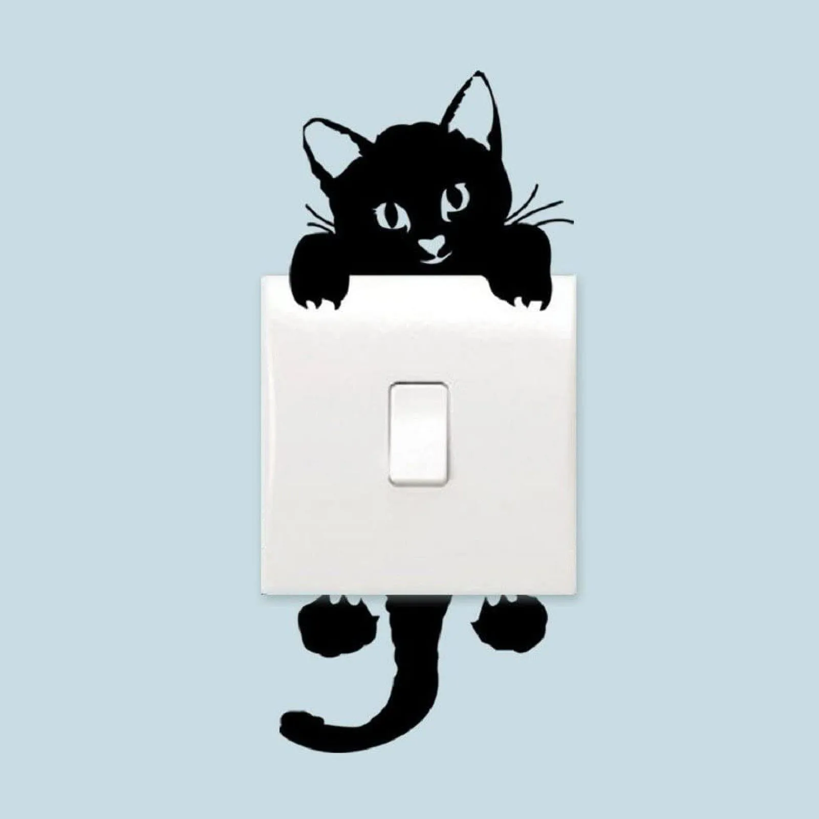 2022 симпатичная Черная кошка DIY наклейки на стену дверная ручка переключатель